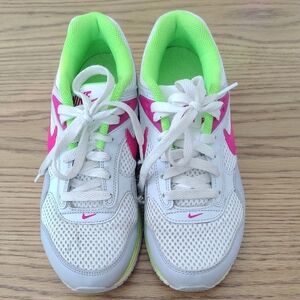 Women's Nike Air White, Pink And Neon Green Sneakers